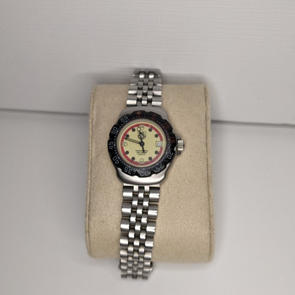 Tag Heuer Stainless Steel Ladies Watch with Cream Dial and Black Bezel